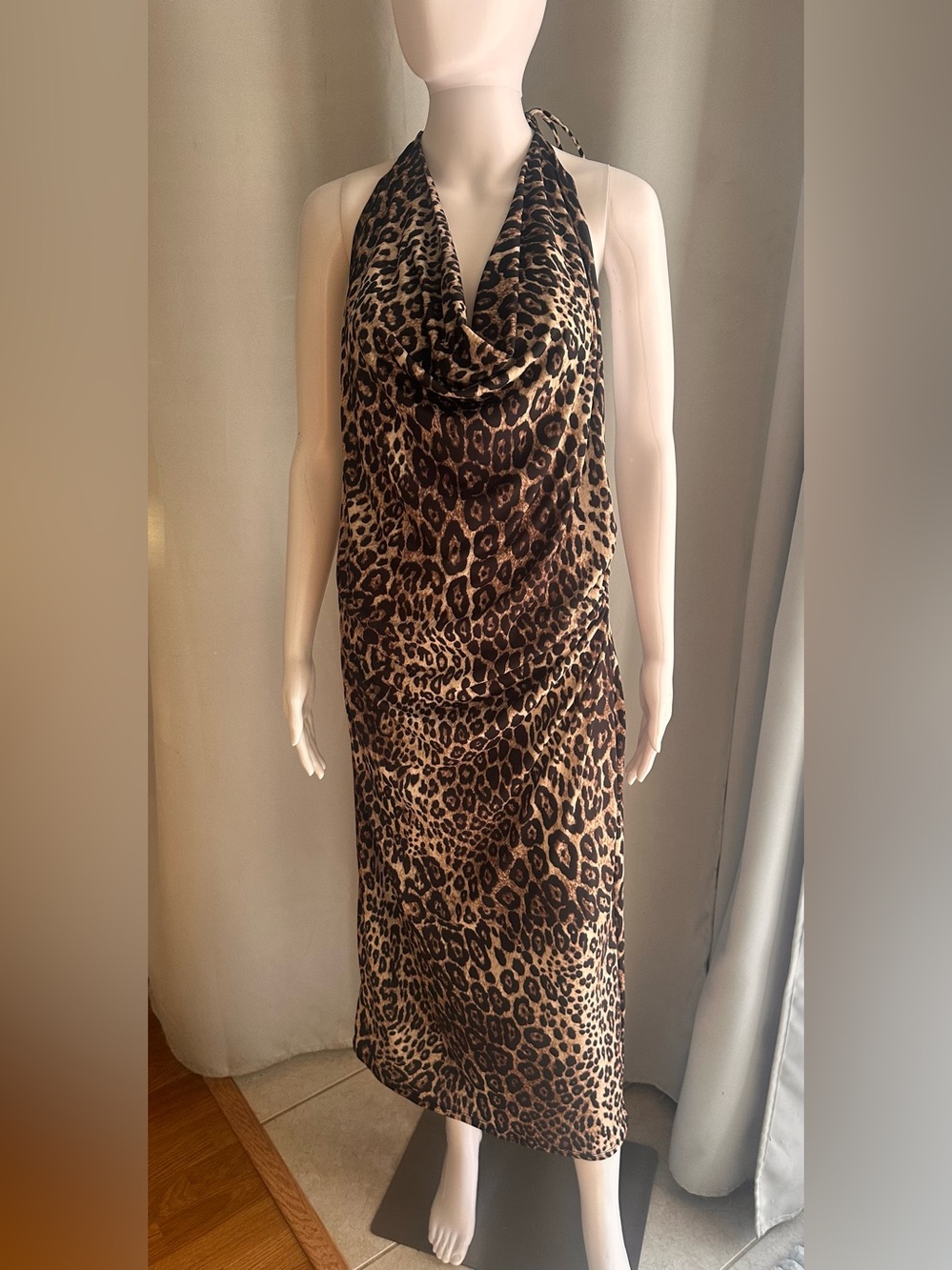 ZARA Leopard Print Dress with open back - Brown and Black